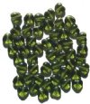 50 8mm Transparent Olive Glass Heart Beads